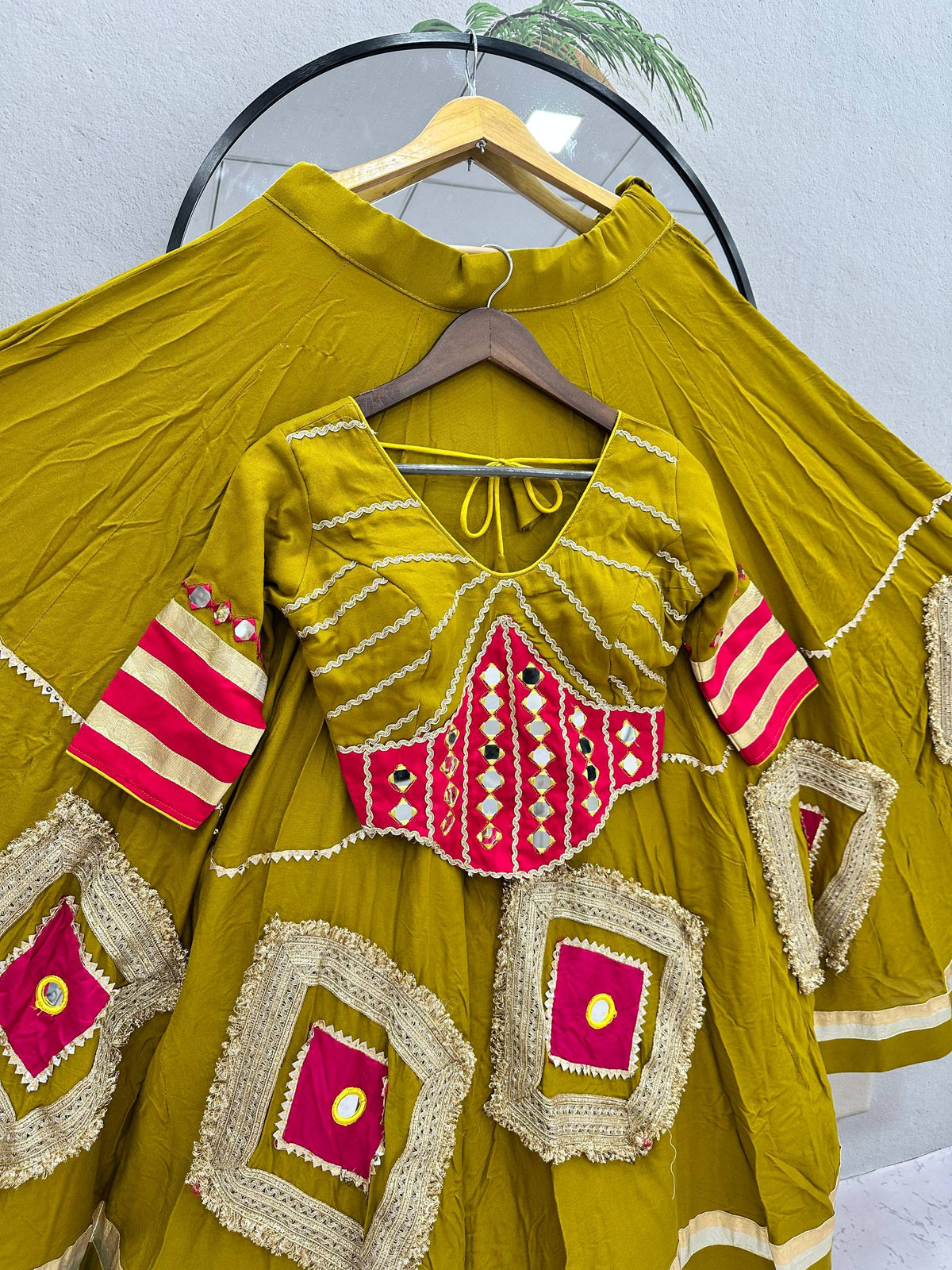 Adaa Mirrorwork Cotton Lehenga Set