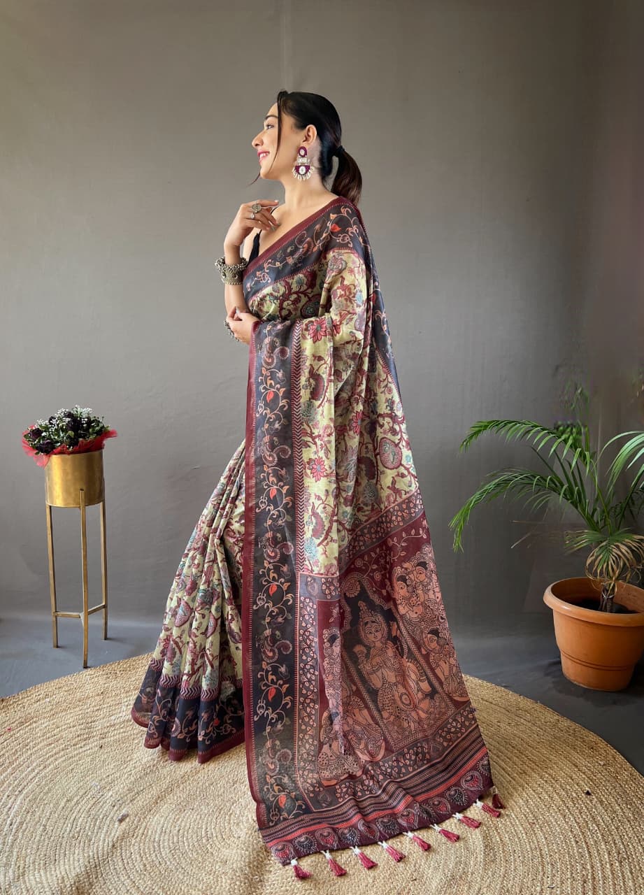 Mayuri Kalamkari Print Saree