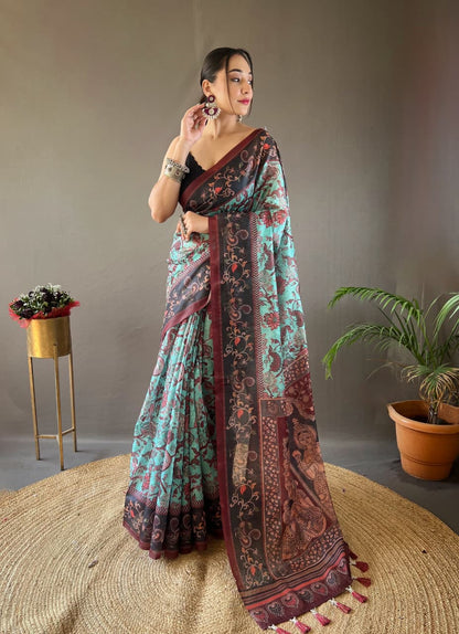 Mayuri Kalamkari Print Saree