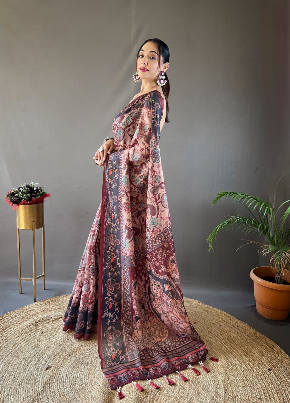 Mayuri Kalamkari Print Saree