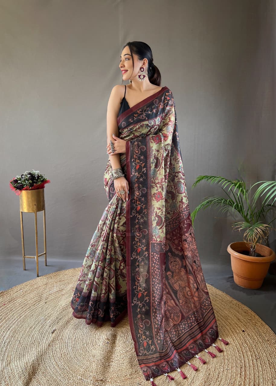 Mayuri Kalamkari Print Saree