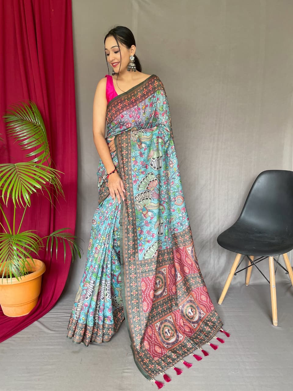 Bandhani Kalamkari Saree