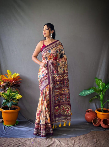 Cotton Kalamkari Saree