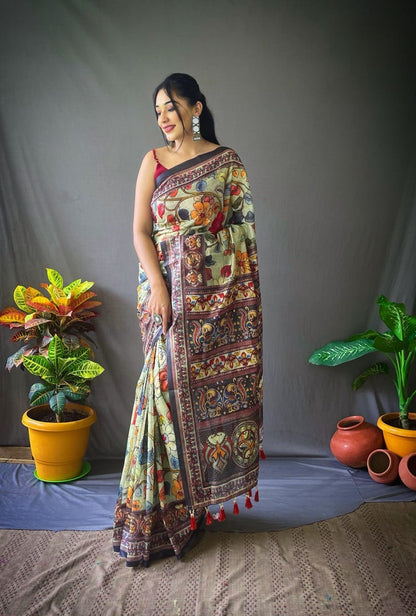 Cotton Kalamkari Saree