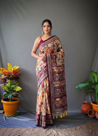 Cotton Kalamkari Saree
